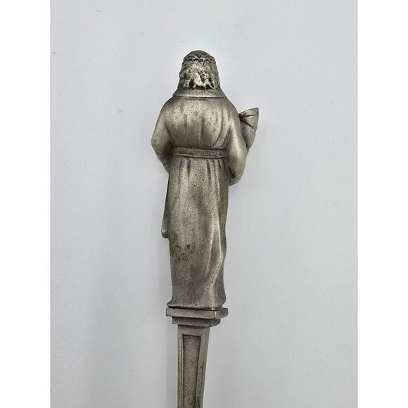 Antique Pewter Collectible Spoon Embossed Scene & Figurine Handle Unique Detail - Picture 2 of 6